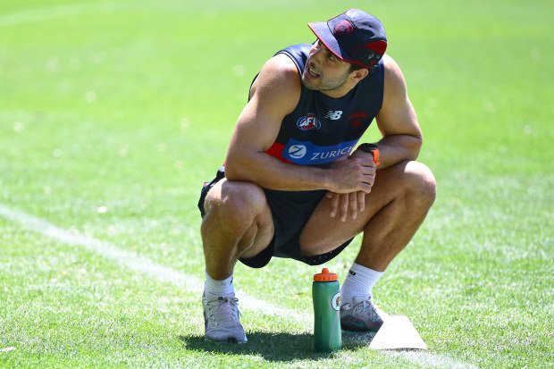 Christian Petracca of the Demons during 2025 pre season training.