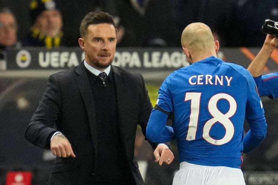 Rangers manager Barry Ferguson and Vaclav Cerny