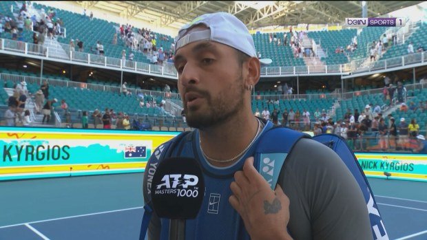 Nick Kyrgios shares his thoughts after his win in Miami.