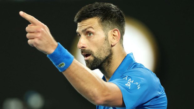 Novak Djokovic responds to hecklers during his third-round match at the 2025 Australian Open.