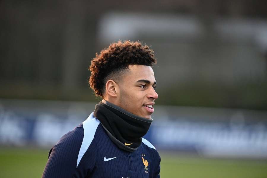 Desire Doue during a training session with the French national team at the Desire Doue during a training session with the French national team at the