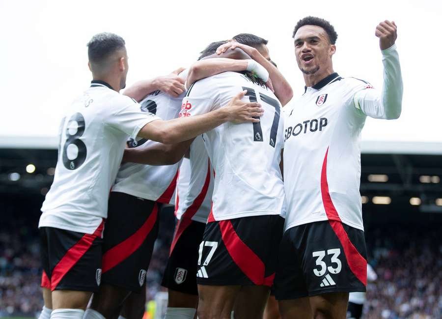 Alex Iwobi of Fulham celebrates scoring Fulham's first goal during the Premier League home game against Chelsea Alex Iwobi of Fulham celebrates scoring Fulham's first goal during the Premier League home game against Chelsea