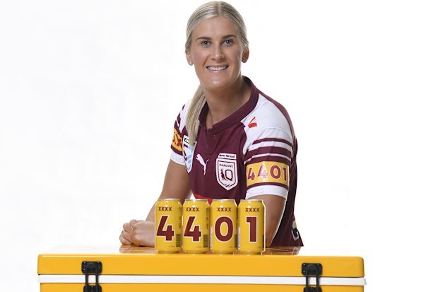 Maroons player Shenae Ciesiolka wears her postcode on her sleeve.