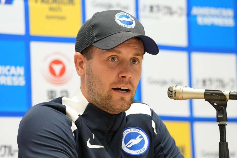 Fabian Hurzeler during one of his first Brighton press conferences during the tour of Japan on July 23, 2024 Fabian Hurzeler during one of his first Brighton press conferences during the tour of Japan on July 23, 2024
