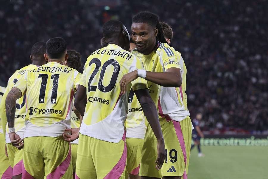 Juventus celebrate Thuram's opener Juventus celebrate Thuram's opener