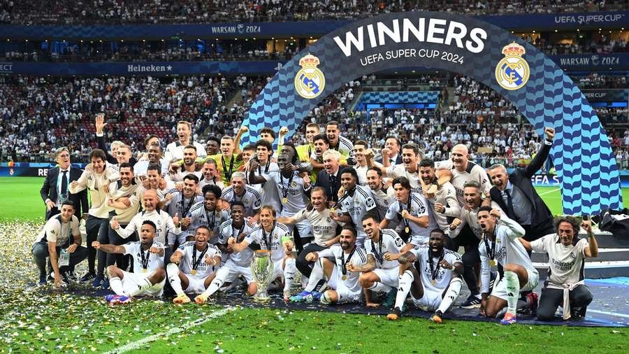 Real Madrid lifts the UEFA Super Cup, their sole trophy of the 2024/25 season Real Madrid lifts the UEFA Super Cup, their sole trophy of the 2024/25 season
