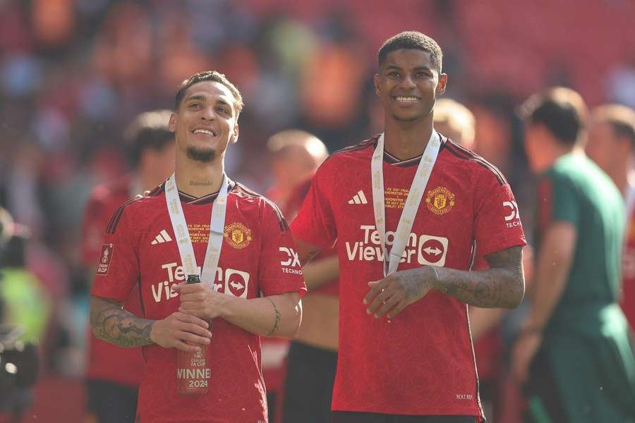 Antony and Marcus Rashford celebrate winning the 2024 FA Cup Final Antony and Marcus Rashford celebrate winning the 2024 FA Cup Final