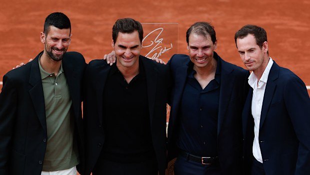 Rafael Nadal with Novak Djokovic, Roger Federer and Andy Murray.