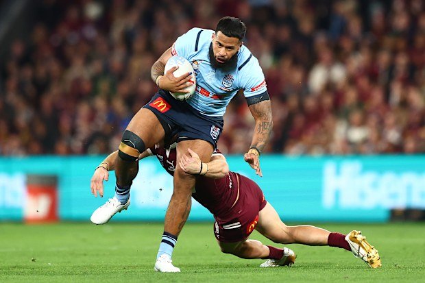 Payne Haas in action for NSW Blues.