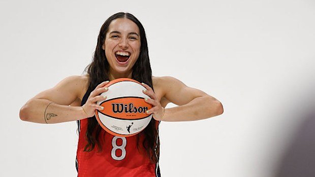 Georgia Amoore of the Washington Mystics engaging in media day.