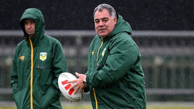 Coach Mal Meninga looks on during an Australian Kangaroos captain's run.