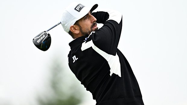 Matthieu Pavon of France plays his shot from the second tee during the first round of the RBC Canadian Open 2025 at TPC Toronto at Osprey Valley on June 05, 2025 in Caledon, Ontario. (Photo by Minas Panagiotakis/Getty Images)