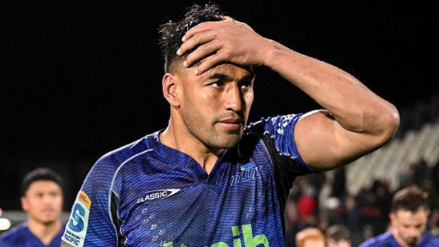 Rieko Ioane of the Blues reacts after losing.