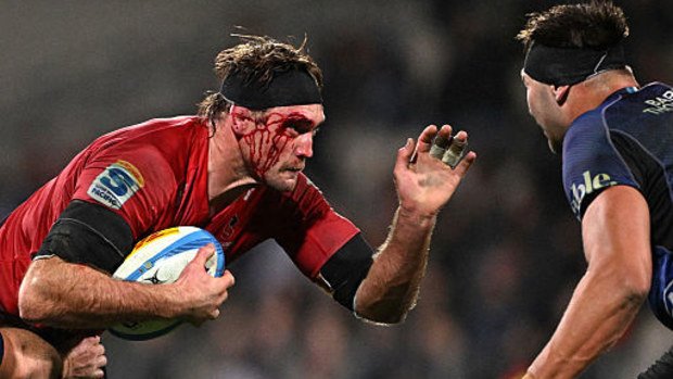 Ethan Blackadder of the Crusaders charges forward.