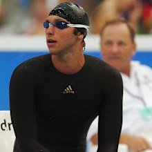 Ian Thorpe waiting anxiously moments before he was told he was disqualified.