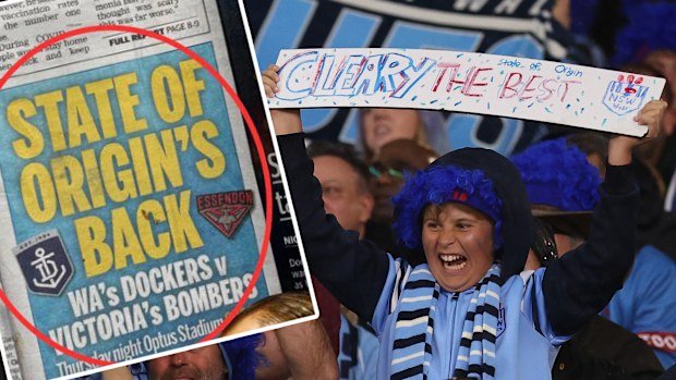 Sports fans mock the newspaper’s indifference to promoting State of Origin in Perth.