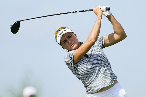 Lexi Thompson of the United States hits a tee shot on the sixth hole during the second round of the KPMG Women's PGA Championship 2025 at Fields Ranch East at PGA Frisco on June 20, 2025 in Frisco, Texas. (Photo by Alex Slitz/Getty Images)