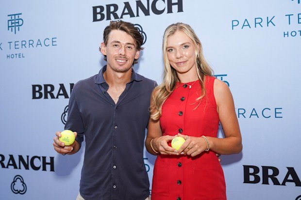 Katie Boulter and Alex de Minaur at a panel event in New York City on August 21, 2024.