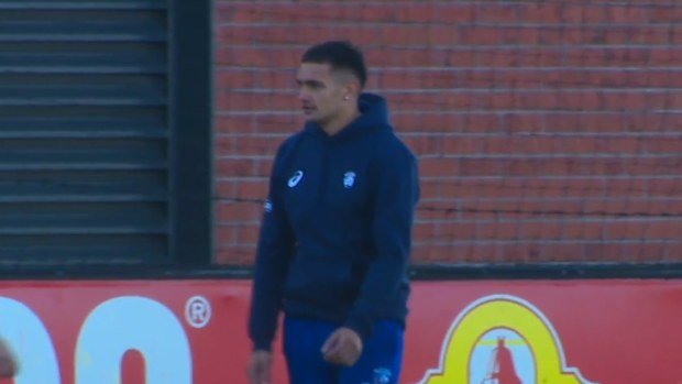 Jamarra Ugle-Hagan at Bulldogs training on Monday.