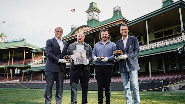 Phil Waugh and Tom Richards' relatives Jim Menck, Ned Fryar and Paul Menck at the SCG.