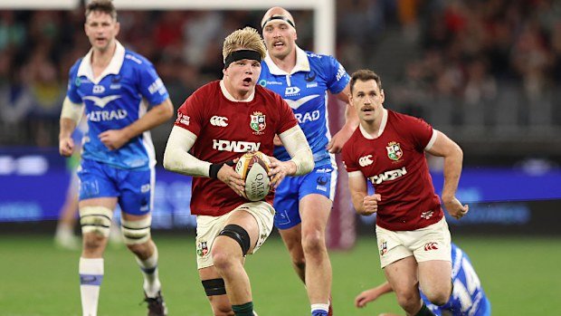 Henry Pollock of the British and Irish Lions in action.
