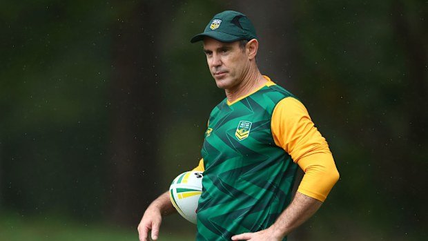Head Coach Brad Fittler looks on during a Prime Minister's XIII training session in 2024.