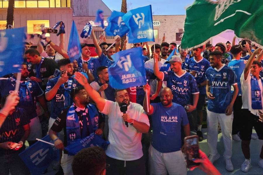 Al-Hilal fans gathered at Miami Beach on Tuesday Al-Hilal fans gathered at Miami Beach on Tuesday