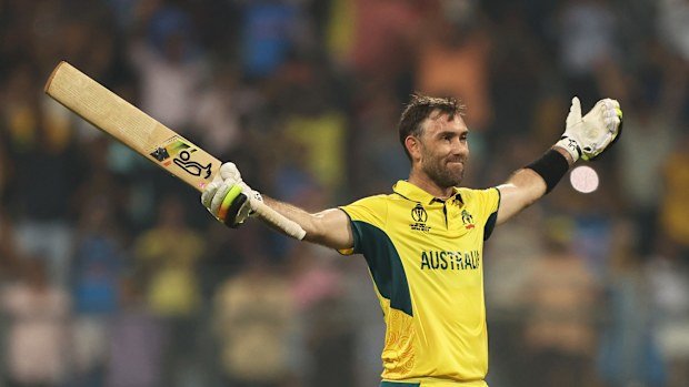 Glenn Maxwell celebrates his remarkable double century.
