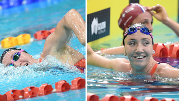 Lani Pallister sets the Commonwealth record in the women's 1500m freestyle.