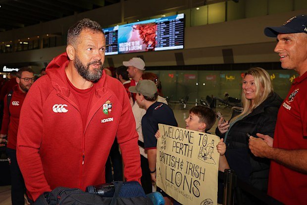 Andy Farrell arrives at Perth Airport.