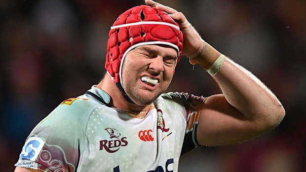 Harry Wilson of the Queensland Reds reacts.