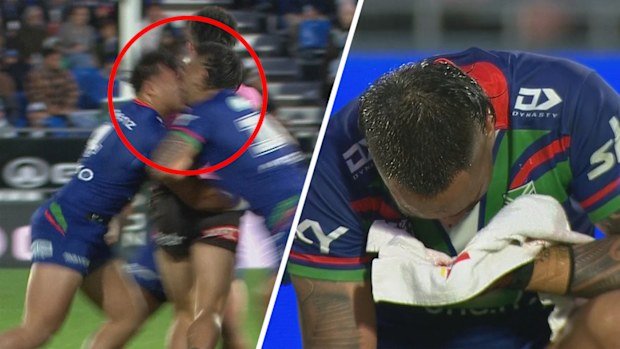 Marata Niukore was pulled from the field for a HIA after a nasty friendly-fire head clash with Moala Graham-Taufa.