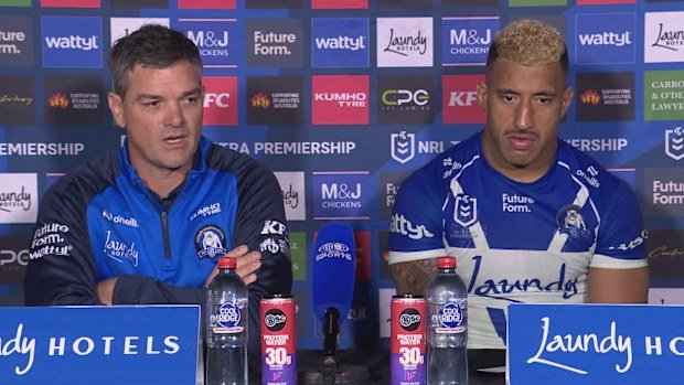 Bulldogs coach Cameron Ciraldo and acting captain Viliame Kikau.
