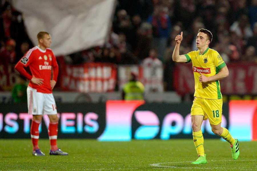 Jota celebrates scoring for Pacos de Ferreira against Benfica, 2016 Jota celebrates scoring for Pacos de Ferreira against Benfica, 2016