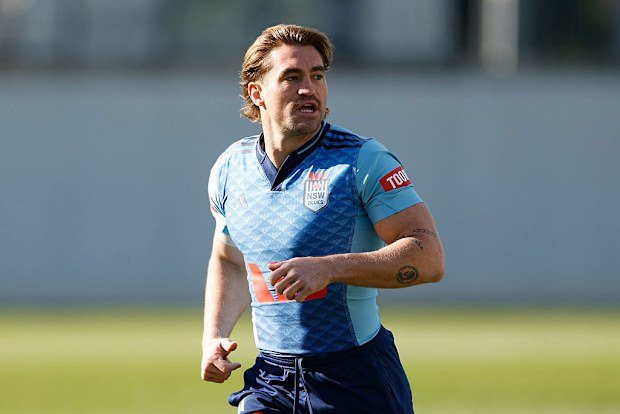 Connor Watson warms up before a NSW Blues State Of Origin training session.