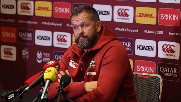 Andy Farrell faces the media at the Intercontinental Hotel.