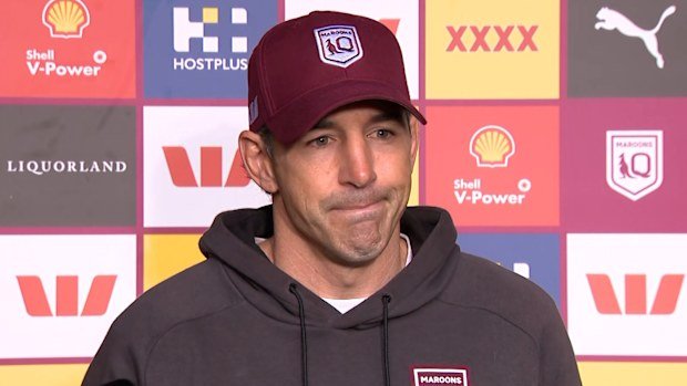 An emotional Billy Slater addresses the media.